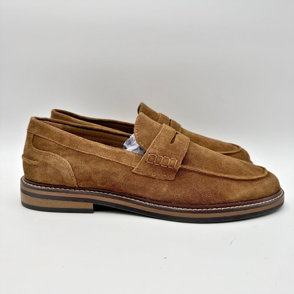 Crown Vintage Mens Aydrien Penny Loafers Size 9.5 M Tan Brown Suede NWOB