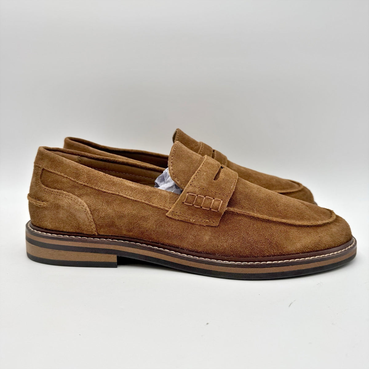 Crown Vintage Mens Aydrien Penny Loafers Size 9.5 M Tan Brown Suede NWOB