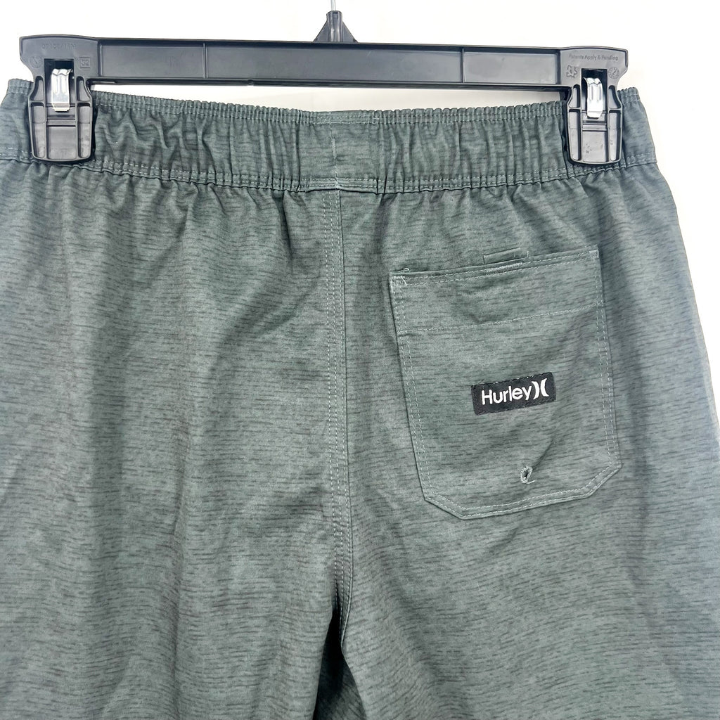 HURLEY Boys Printed Heathered Pull-On Swim Short Large Black Grey NWOT