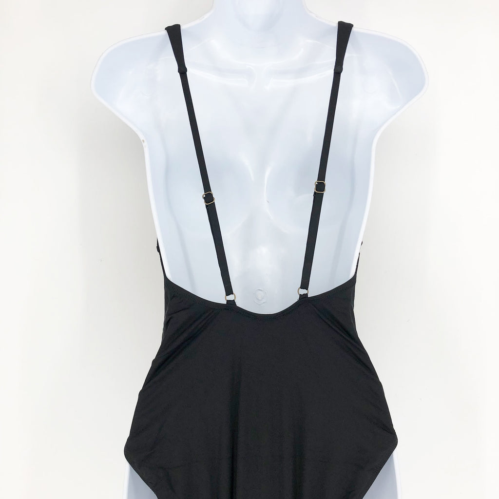 ANDIE SWIM Sardinia One Piece Swimsuit Small Tall Black Plunge V Neck