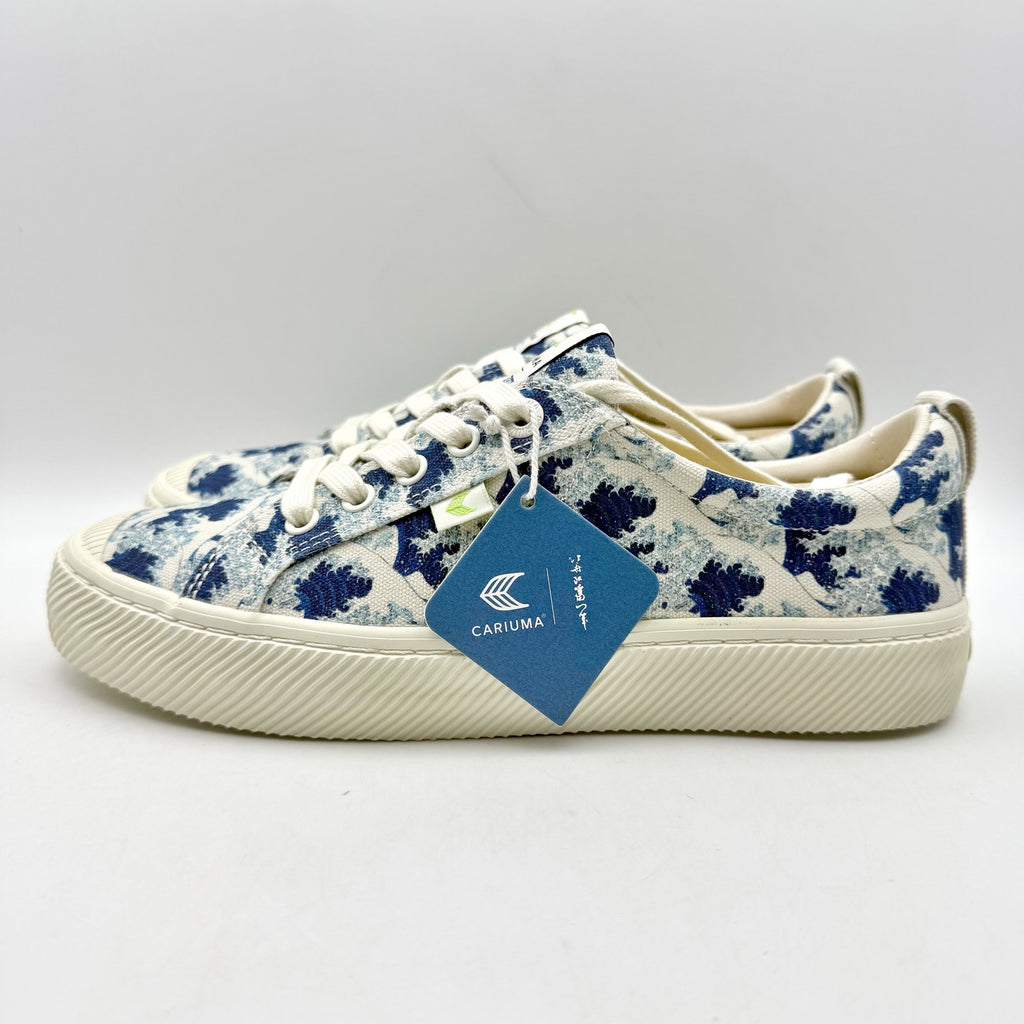 Cariuma X Hokusai OCA Wave Off Sneakers Mens 9 Womens 10.5 White Blue Canvas NIB