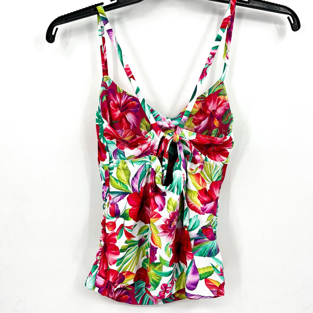 TOMMY BAHAMA Fiesta Reversible Tankini Top Small White Pink  Island Cays NWT