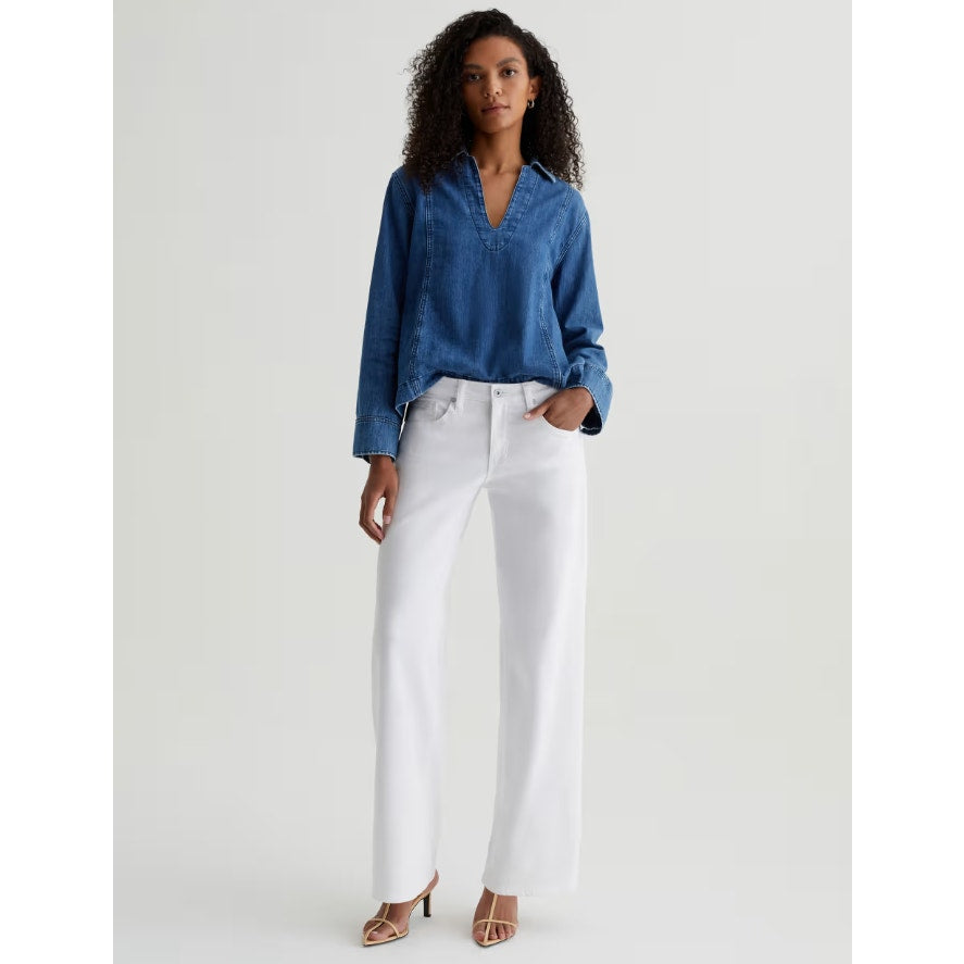 AG ADRIANO GOLDSCHMIED Womens Adria Wide Leg Jeans Size 24 White Low-Rise NWT