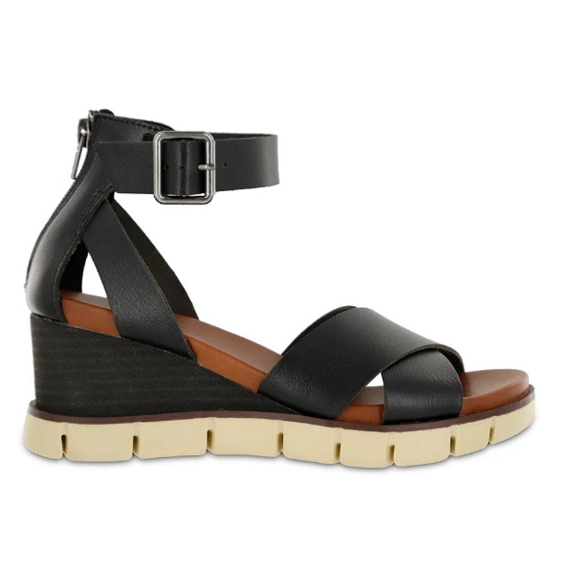 MIA Womens Lauri Platform Wedge Sandals Size 6.5 M Black Vegan Leather NWOB