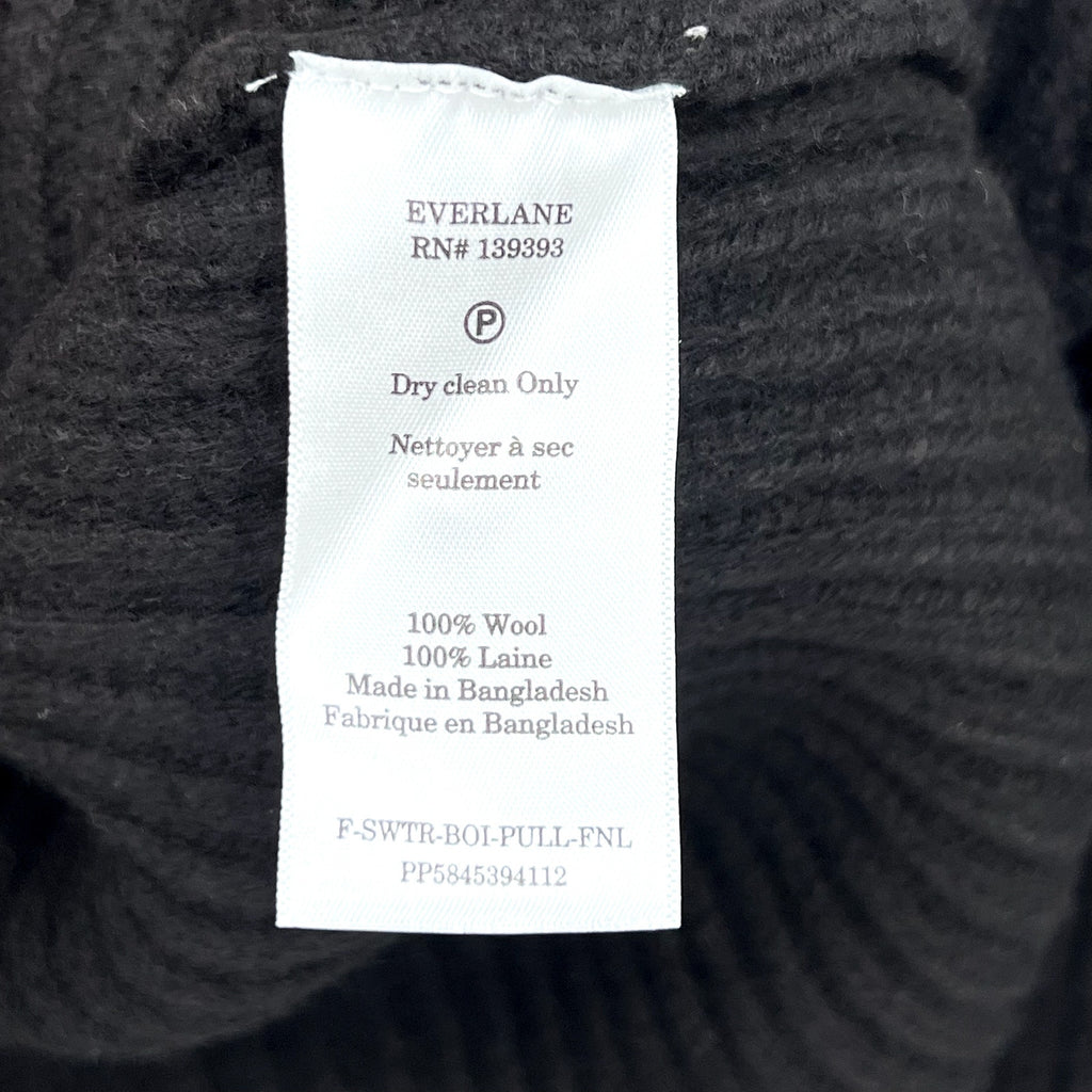 EVERLANE Women's The Felted Merino Funnel-Neck Sweater XS Black Pullover NWT