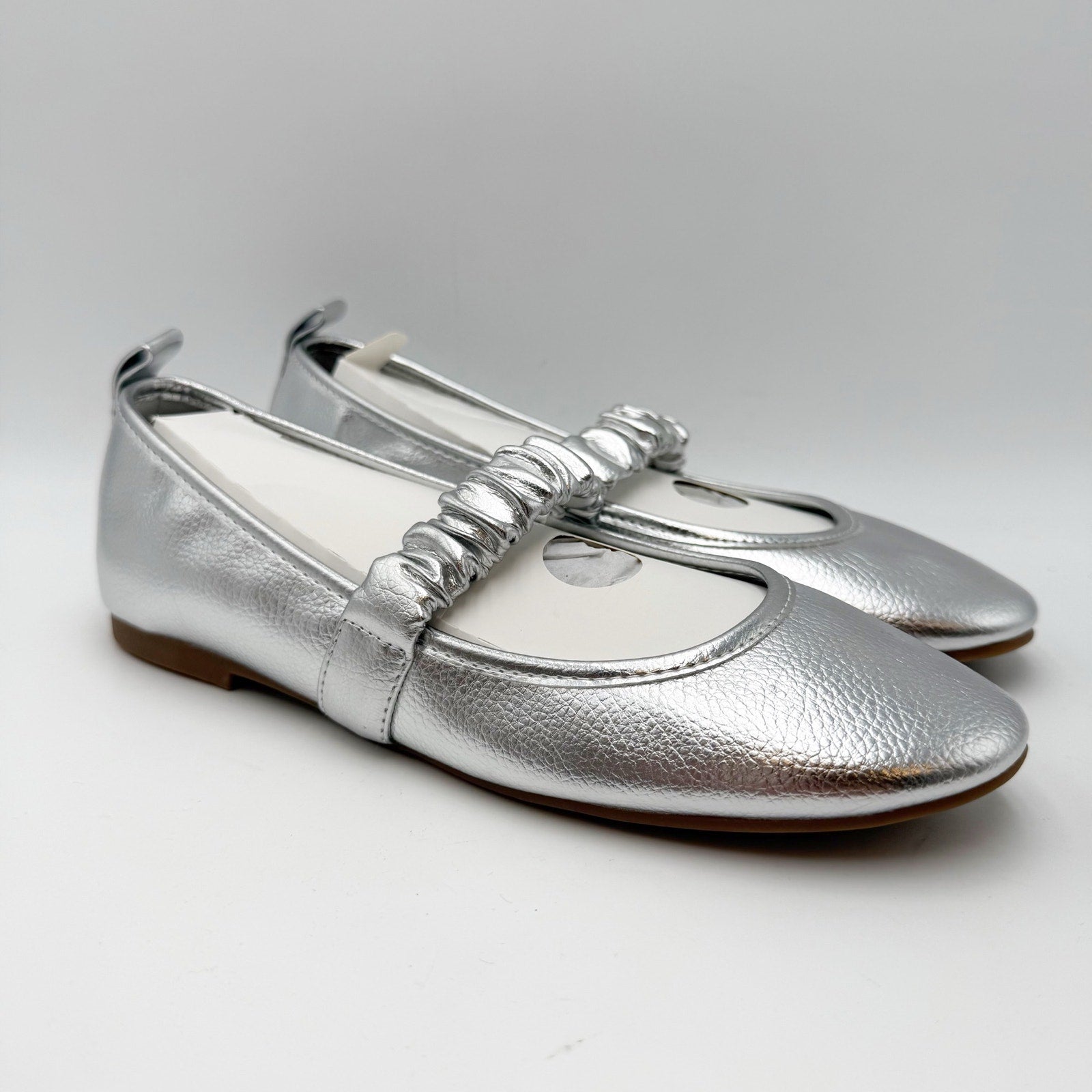 MIA Womens Uliana Ballet Flats Size 8.5 M EU 39 Silver Leather NWOB