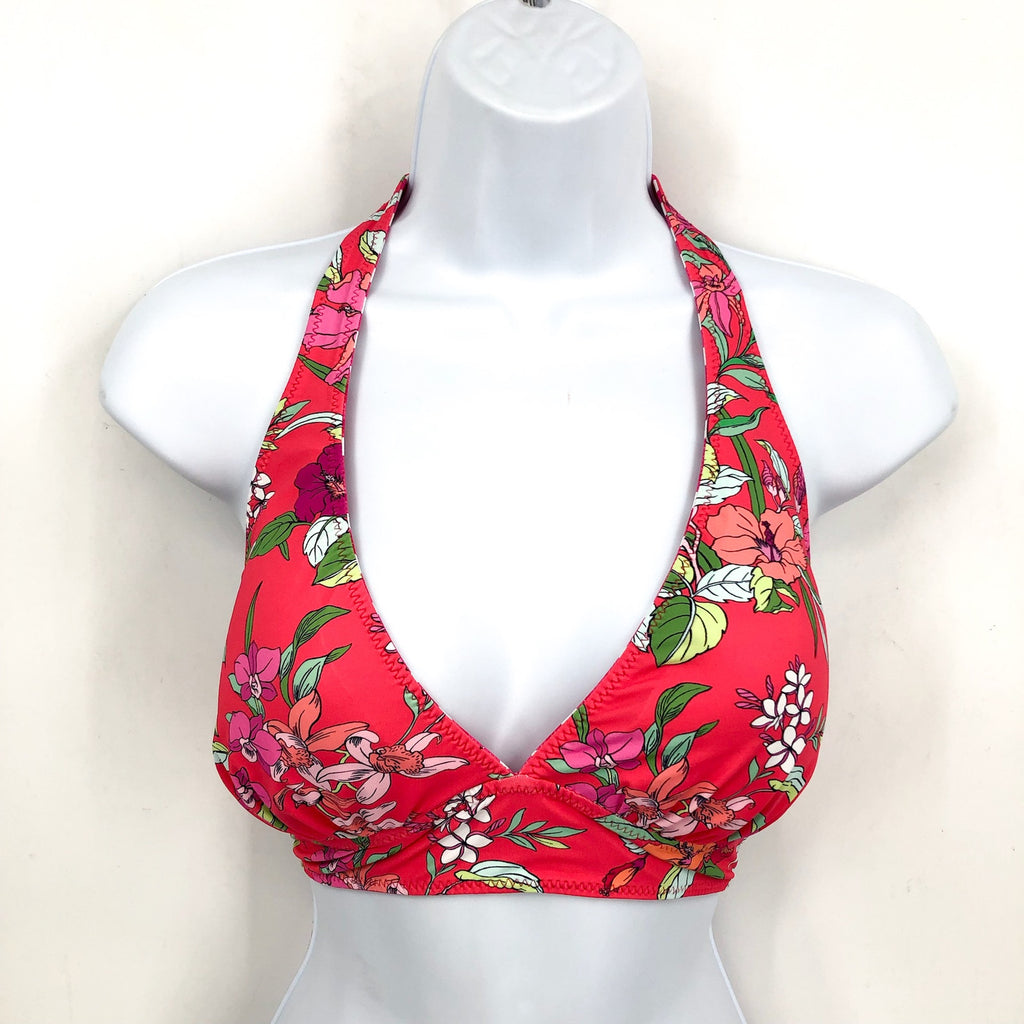 TOMMY BAHAMA Summer Floral Reversible Halter Swim Top Medium Passion Pink NWT