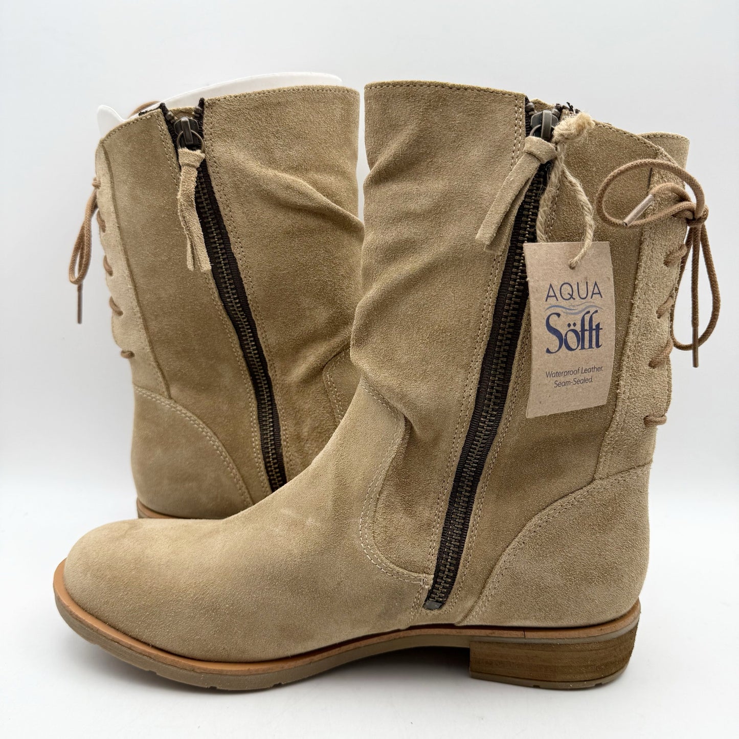 Sofft Womens Sharnell Heel Low Boots US 10 M EU 42 Taupe Suede NIB