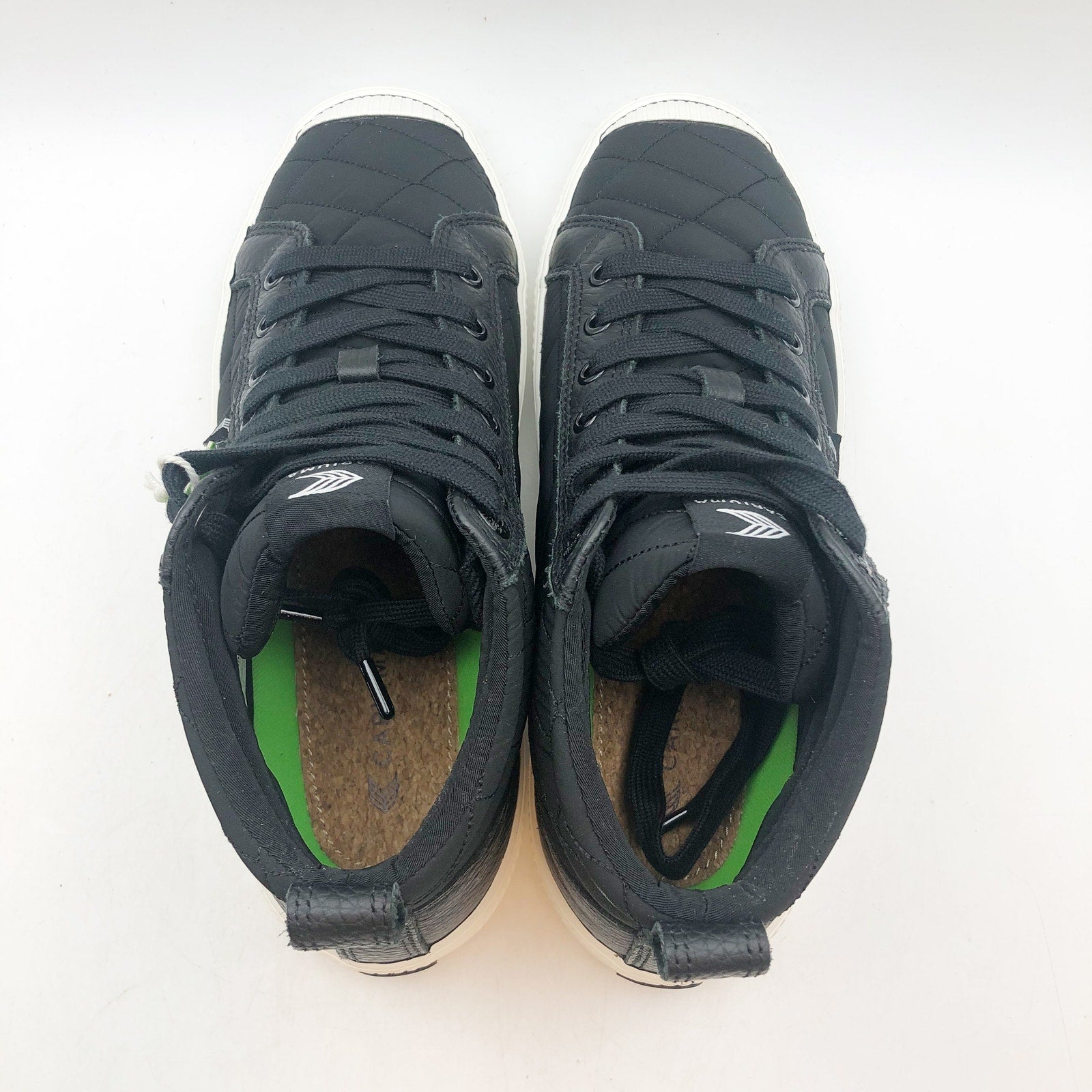 Cariuma Womens OCA High Sneakers Size 8 EU 9 Black Quilted Premium Leather NIB