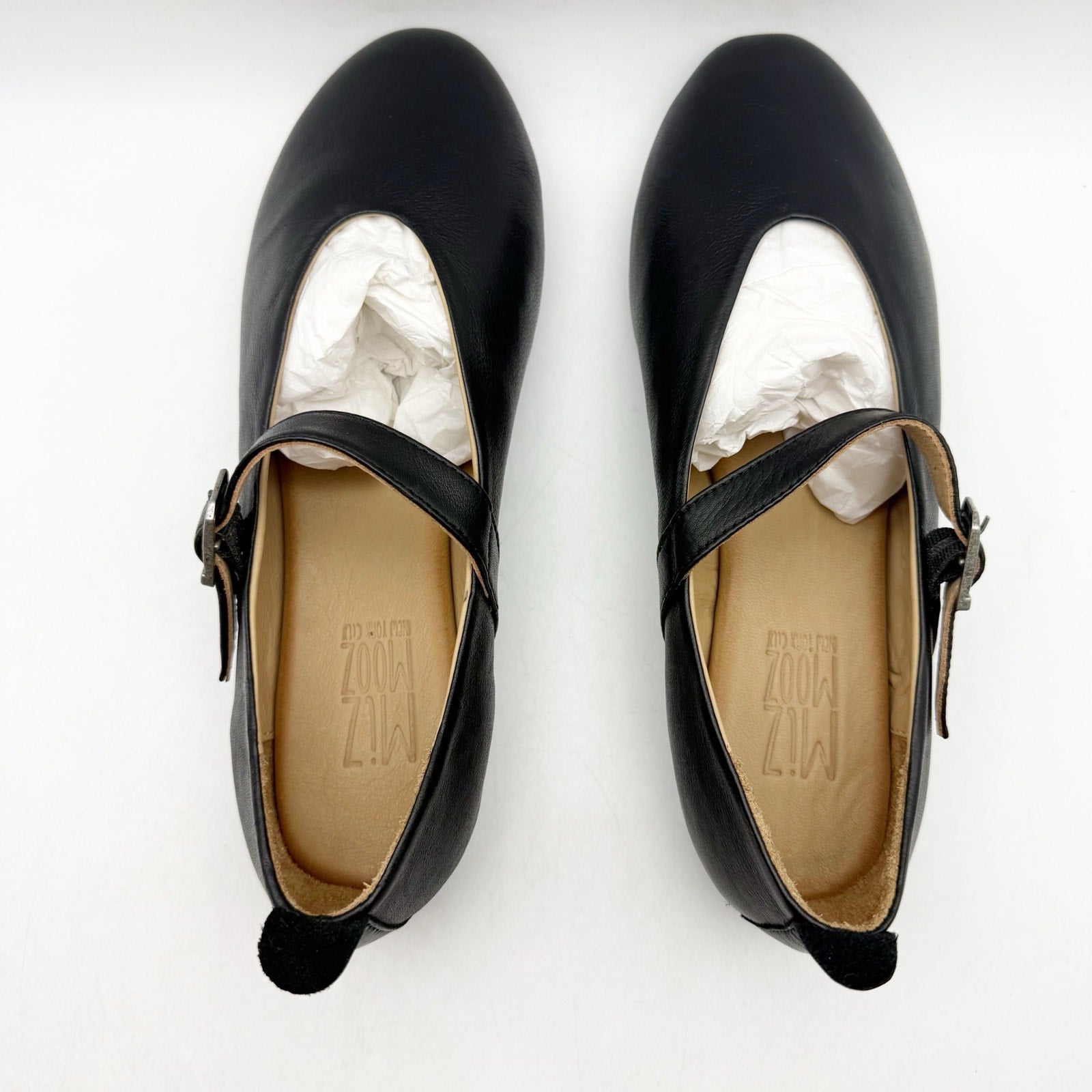 Miz Mooz Womens Kiki Mary Jane Flats EU 38 US 7.5-8 Black Leather NIB