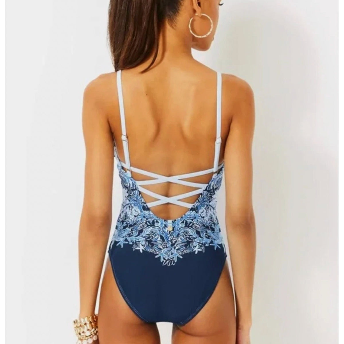 LILLY PULITZER Klynn One-Piece Swimsuit US 10 Bonaire Blue Just a Little Koi NWT