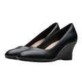 Clarks Womens Olivette Pearl Wedge Pump Size 10 Wide Black Leather NWOB