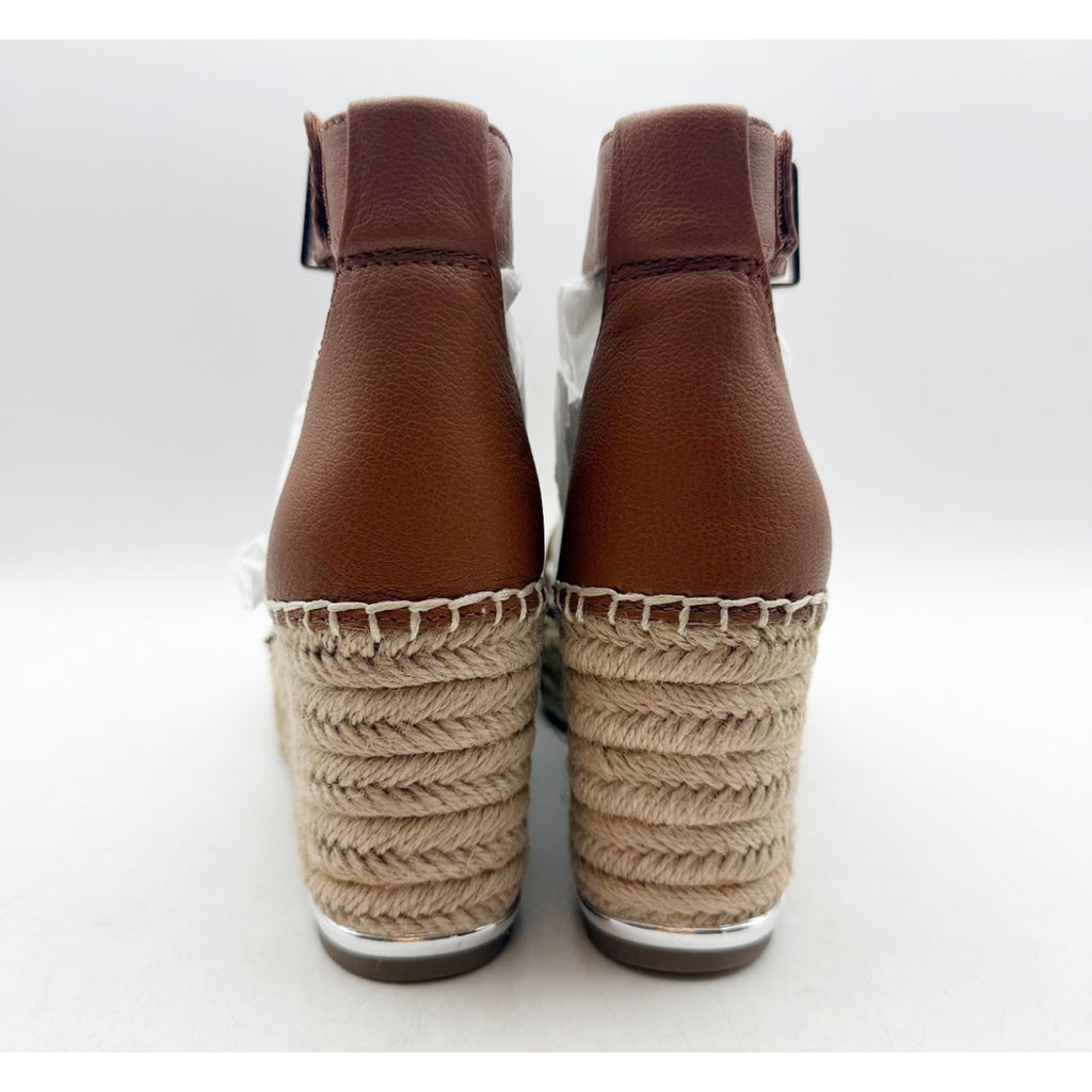 Franco Sarto Women's Clemens Raffia Espadrille Wedge Sandals US 6.5 M Brown NWOB