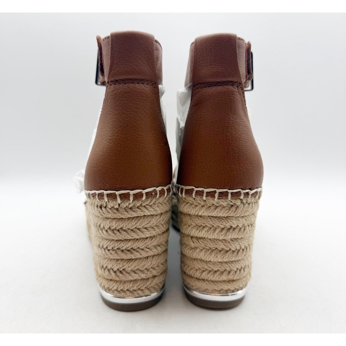 Franco Sarto Women's Clemens Raffia Espadrille Wedge Sandals US 6.5 M Brown NWOB