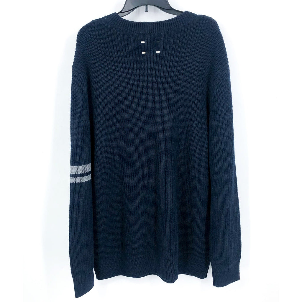 LABEL Men's Go-To Sweater Size XL Navy Blue Light Grey Crewneck Merino Wool NWT