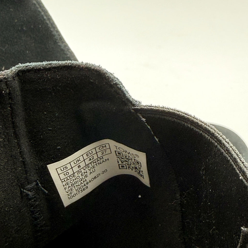 TOMS Womens Kelsey Graphic Wedge Booties US 10 Black Floral Suede Ankle NWOB