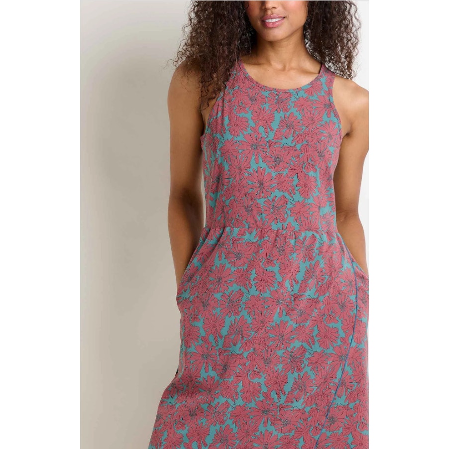 TOAD & CO Women's Sunkissed Maxi Dress Medium Pink Gray Sleeveless UPF NWT