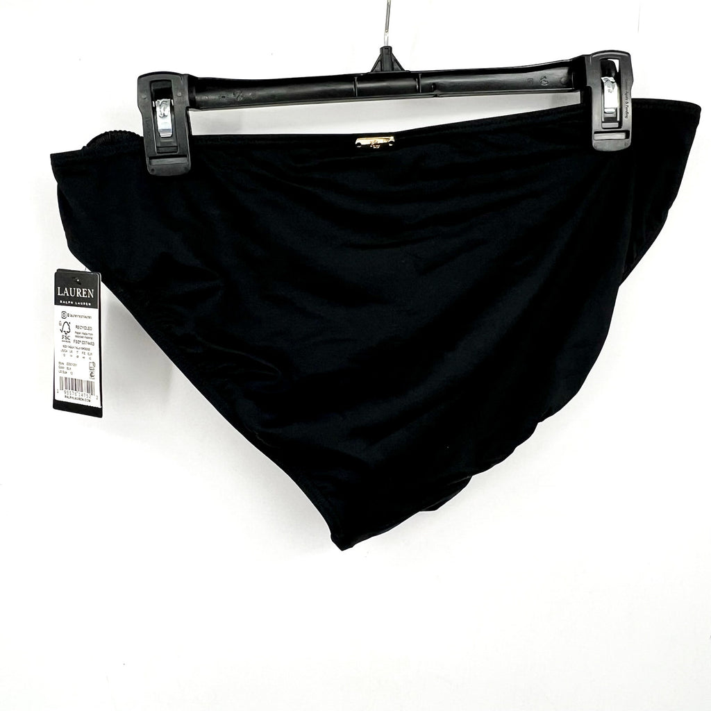 LAUREN RALPH LAUREN Women's Macrame O-Ring Bikini Bottom Size 12 Black NWT