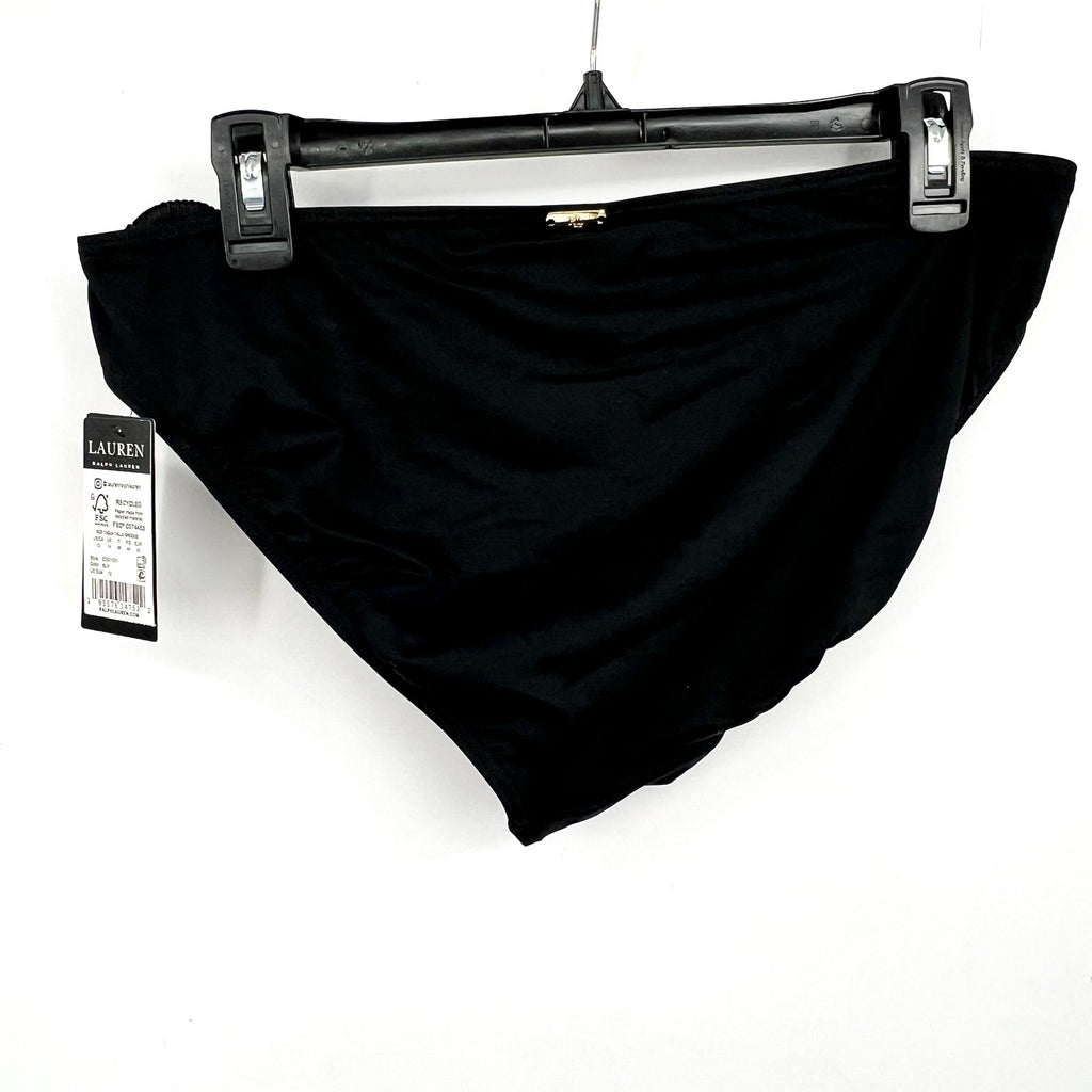LAUREN RALPH LAUREN Women's Macrame O-Ring Bikini Bottom Size 12 Black NWT