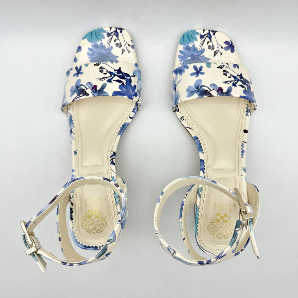 Vince Camuto Womens Acaylee Heeled Sandals US 6.5 M EU 37 Blue Floral NIB