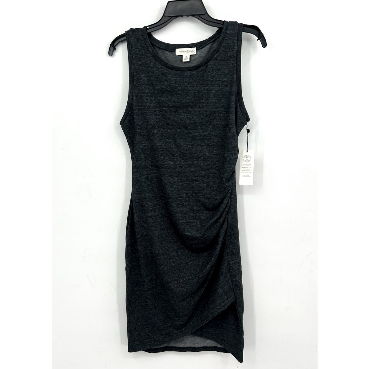 TREASURE & BOND Ruched Jersey Tank Dress Medium Charcoal Gray Sleeveless NWT