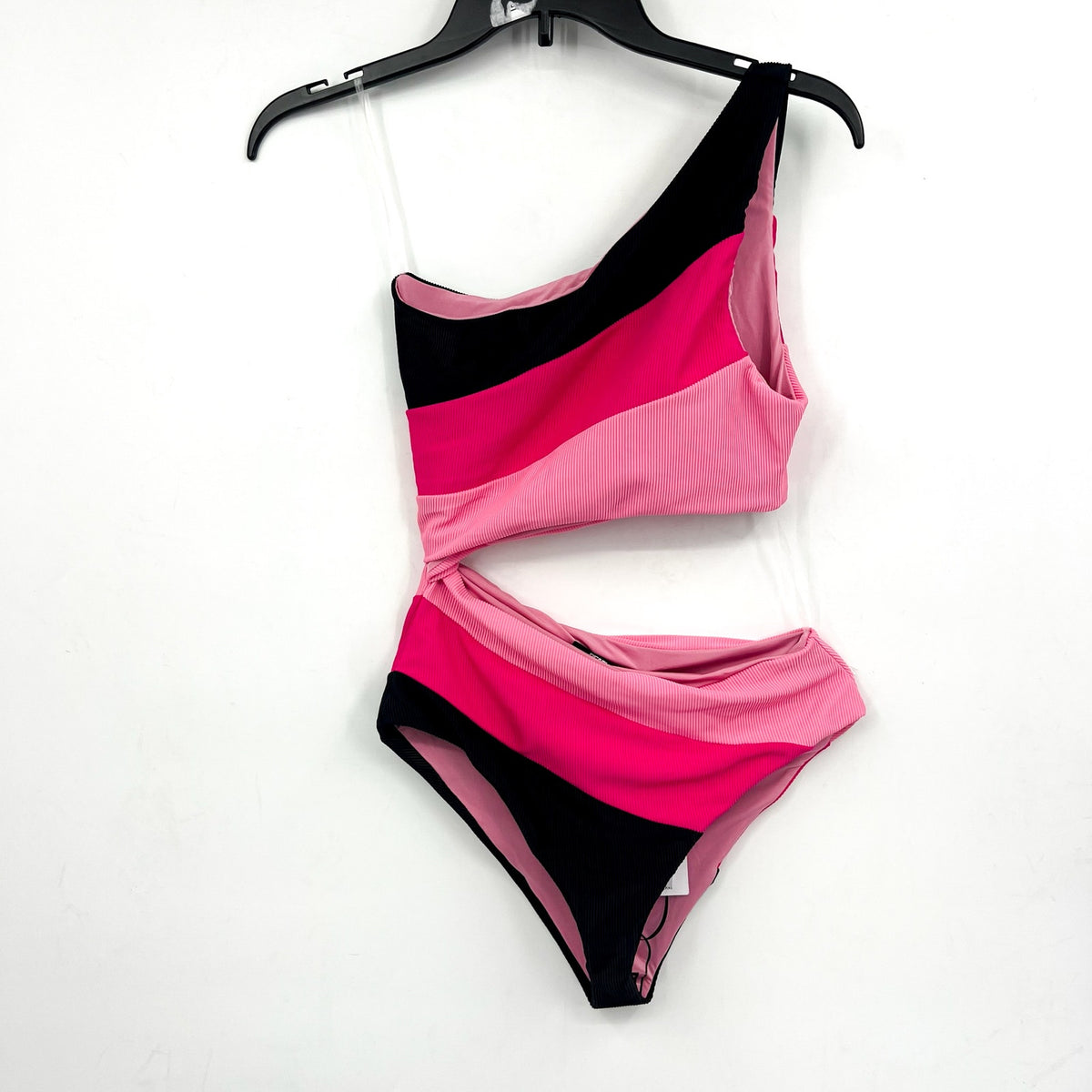 BEACH RIOT Women's Joyce One-Piece Swimsuit Small Pink Black One-Shoulder NWT