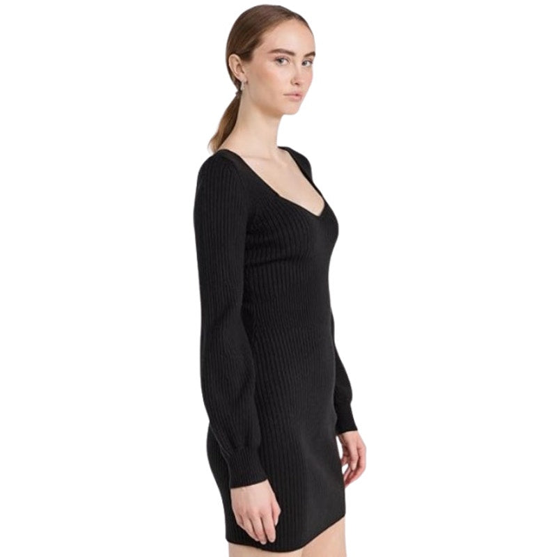 Paige Womens Celie Night Out Sweater Dress XL Black Blouson Sleeves NWOT