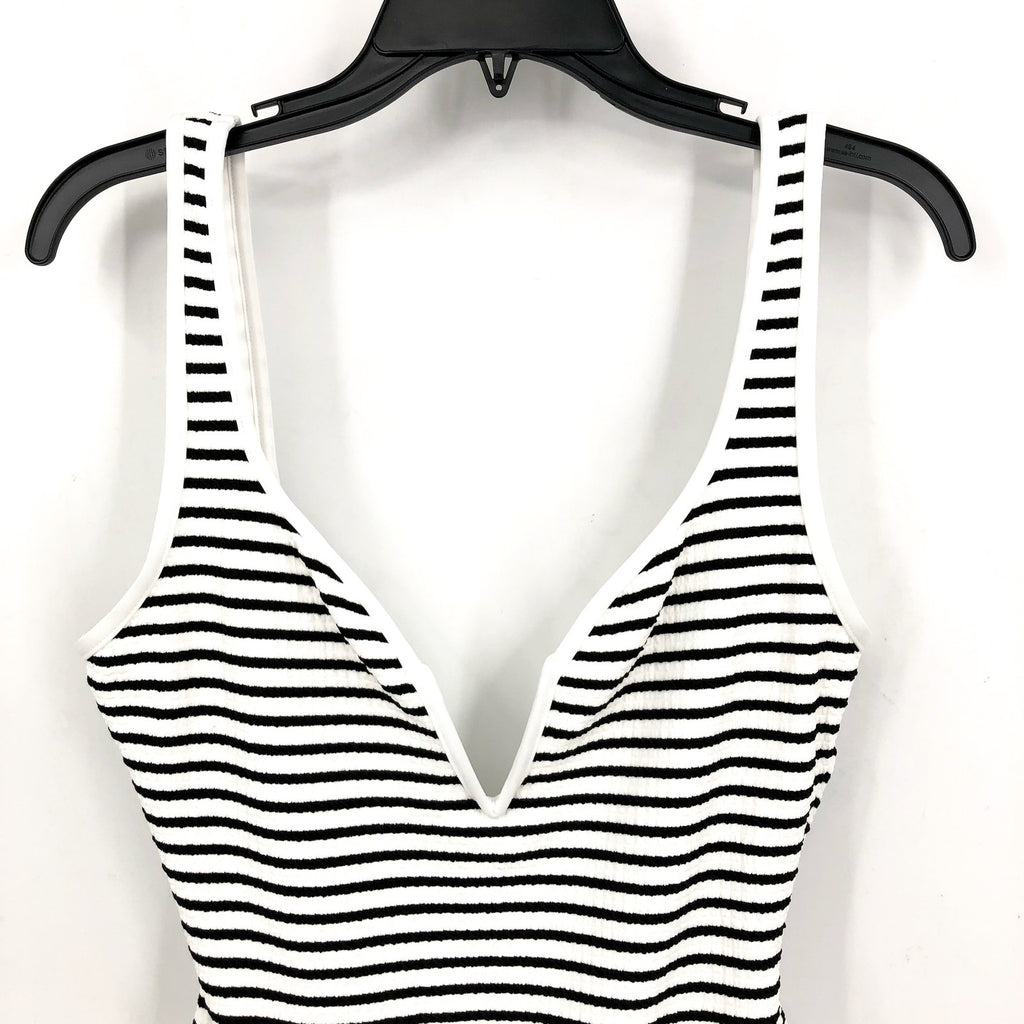 L*SPACE Coco One Piece Swimsuit Large Black White Sailing Along Stripes NWT