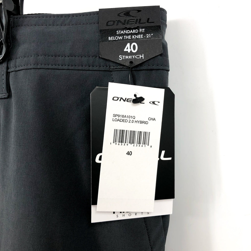 O'NEIL Men's Loaded 2.0 Hybrid Shorts Size 40 Large Gray Charcoal Flat Front NWT