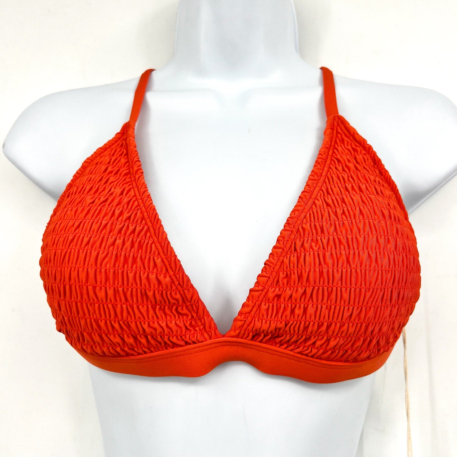 CARVE DESIGNS Womens Gigi Smocked Bikini Top Medium Orange Sunset Cross Back NWT