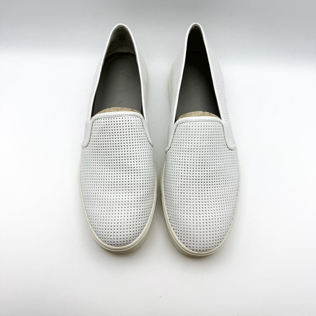 Vince Womens Blair 5 Perforated Slip On Sneaker SIZE 11 White Nubuck Leather
