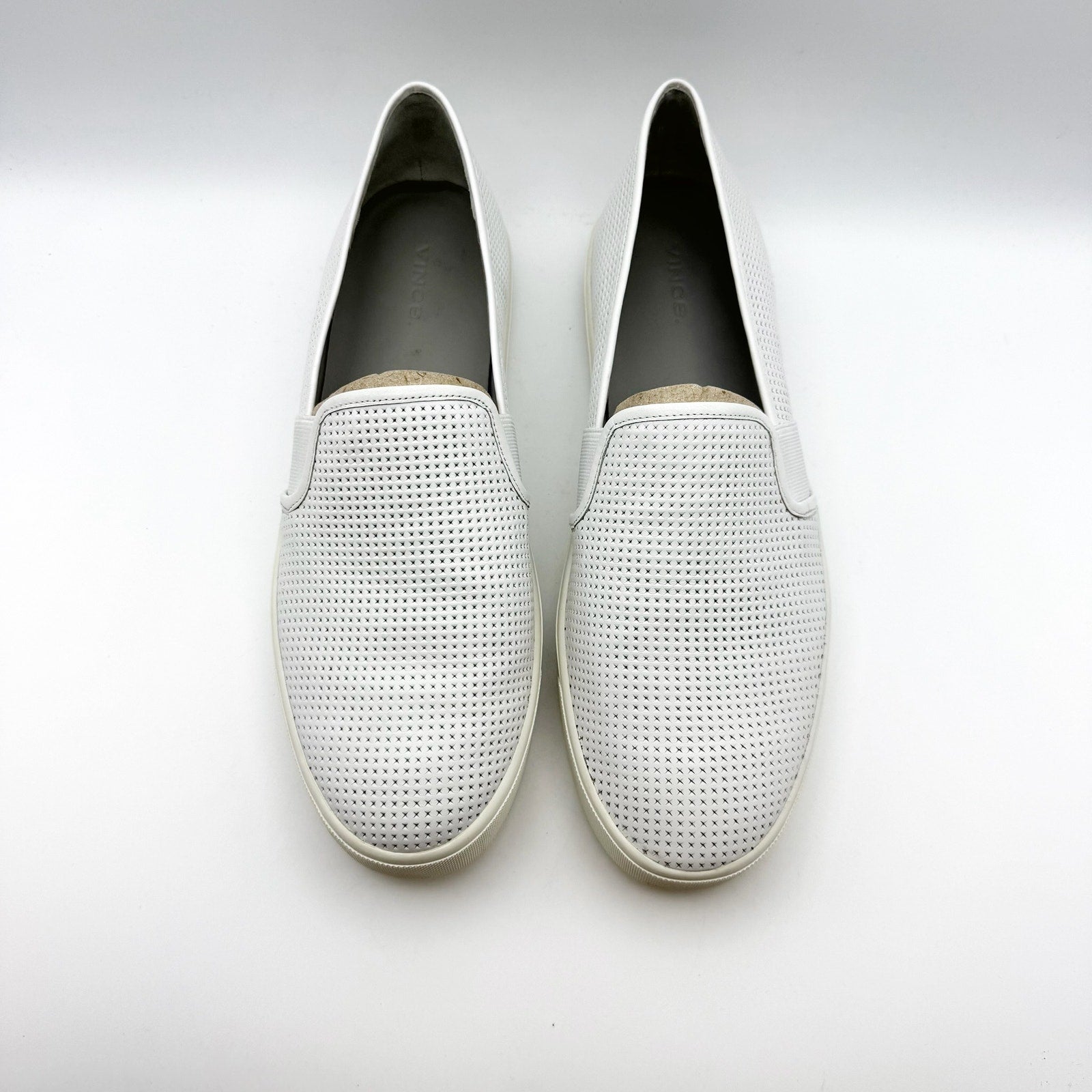 Vince Womens Blair 5 Perforated Slip On Sneaker SIZE 11 White Nubuck Leather