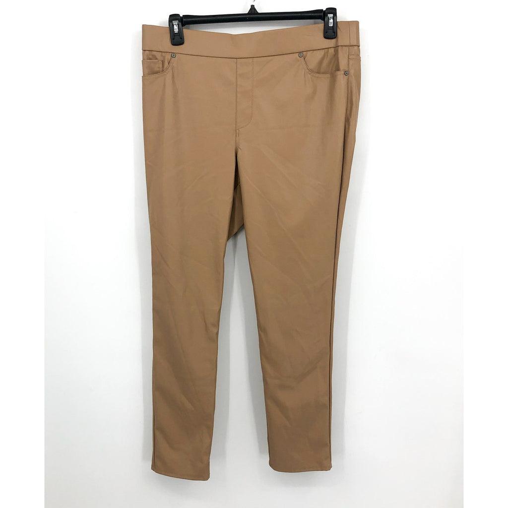 GLORIA VANDERBILT Avery Faux Leather Leggings Size 14 Tan Pull on Skinny NWT