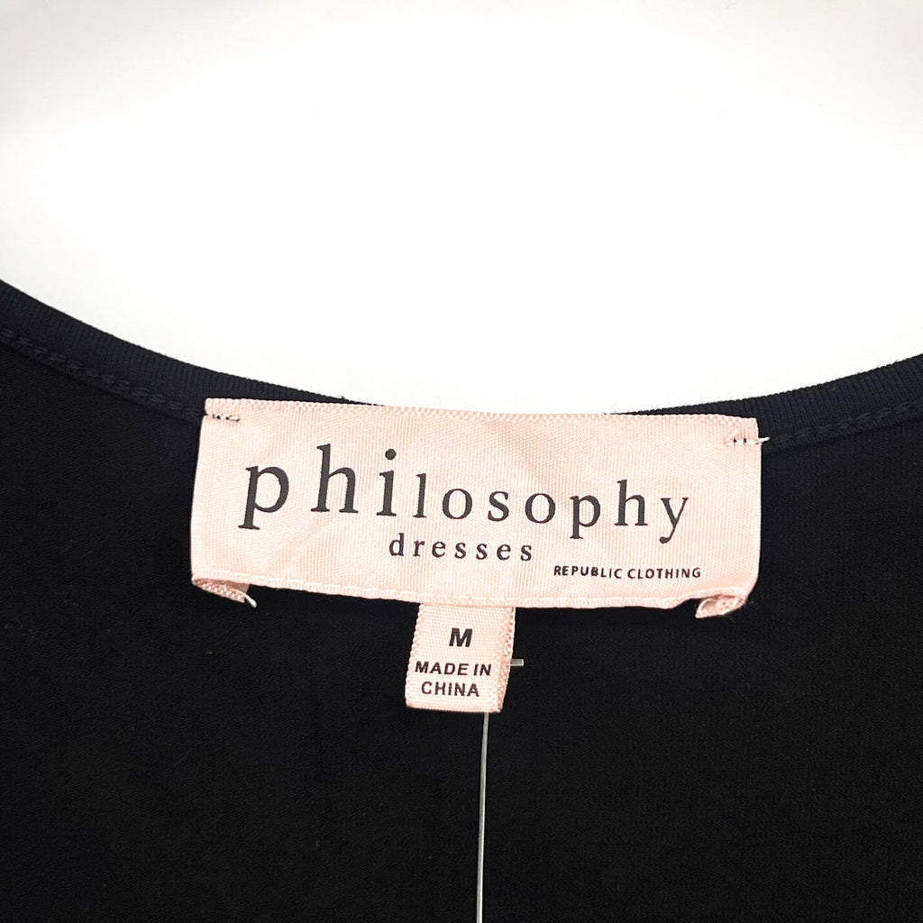 PHILOSOPHY Women's Sleeveless Scoop Neck Midi Dress Medium Black Stretch NWT