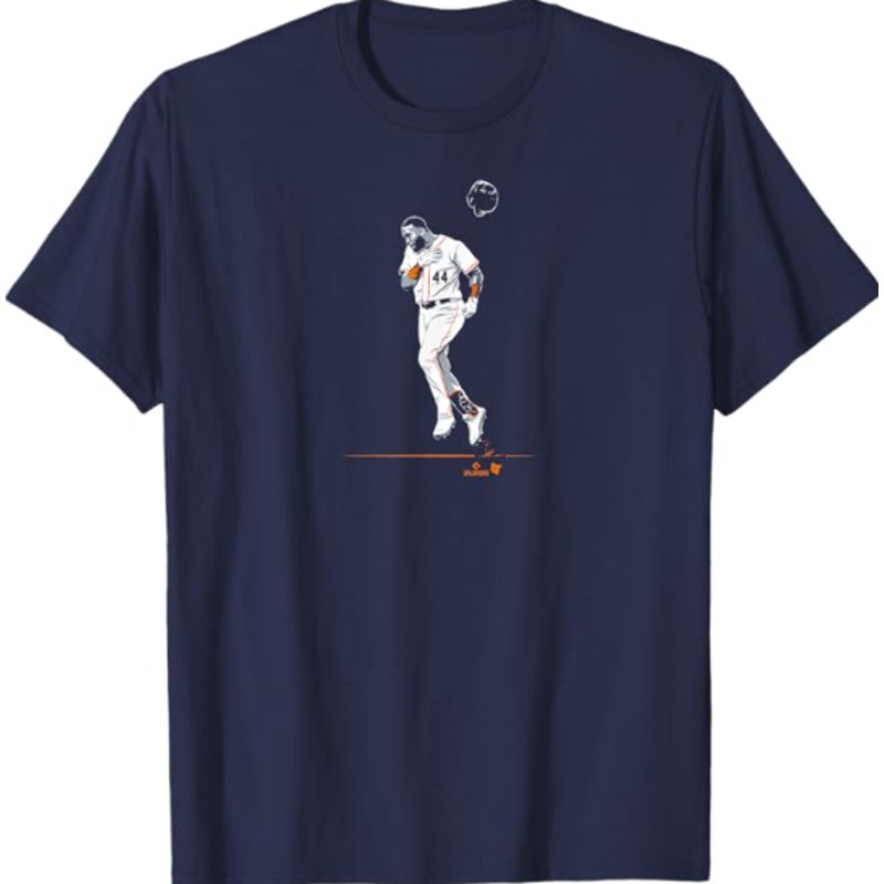 BREAKING T Yordan Alvarez Superstar Pose Houston Baseball Tee Medium Navy NWOT
