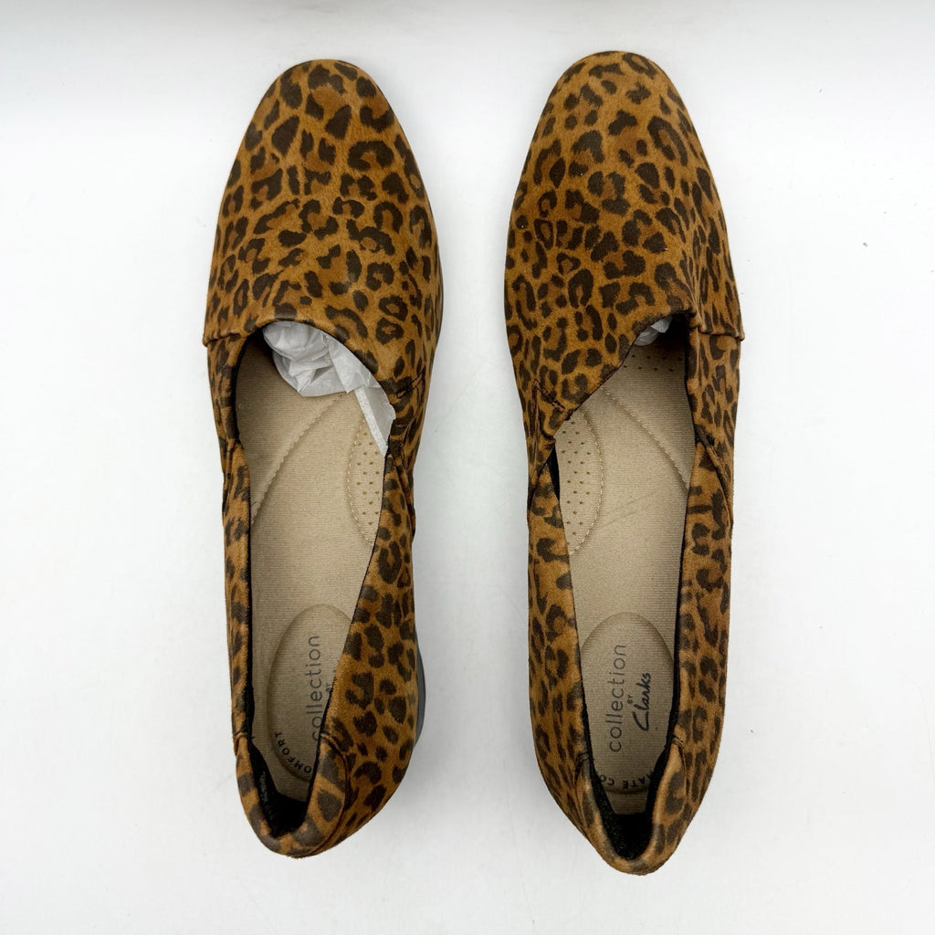 Clarks Womens Juliet Palm Loafers US 8.5 Wide EU 39.5 Brown Leopard Suede NWOB