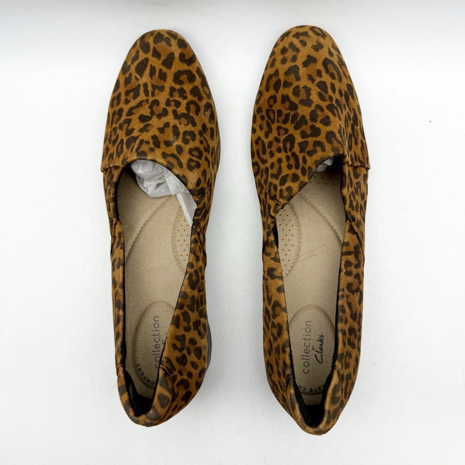 Clarks Womens Juliet Palm Loafers US 8.5 Wide EU 39.5 Brown Leopard Suede NWOB
