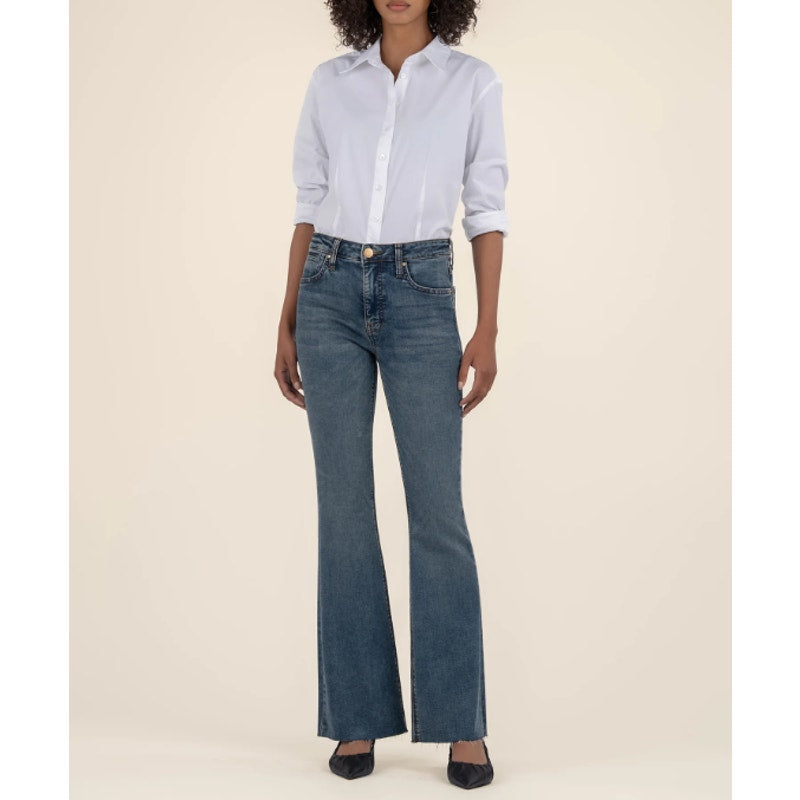 KUT FROM THE KLOTH Stella Flare Jeans US 10 Blue Debonairly High Rise Fab AB NWT