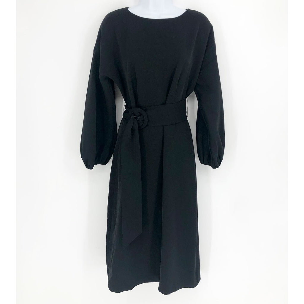 Sachin & Babi Annie Belted Midi Sheath Dress 2 Black Long Sleeve $450