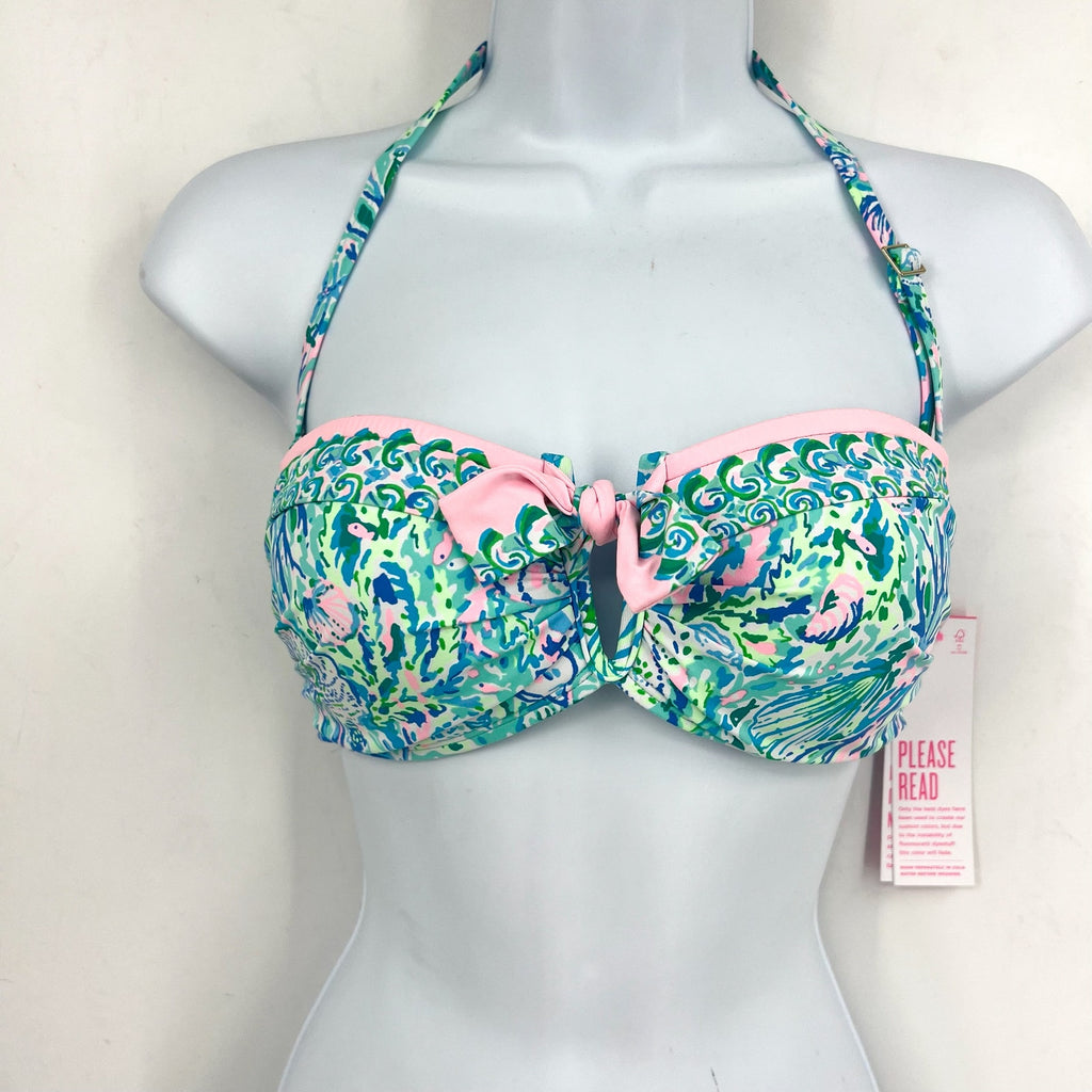 LILLY PULITZER Womens Agnes Bikini Top Size 8 Surf Blue Soleil It On Me NWT
