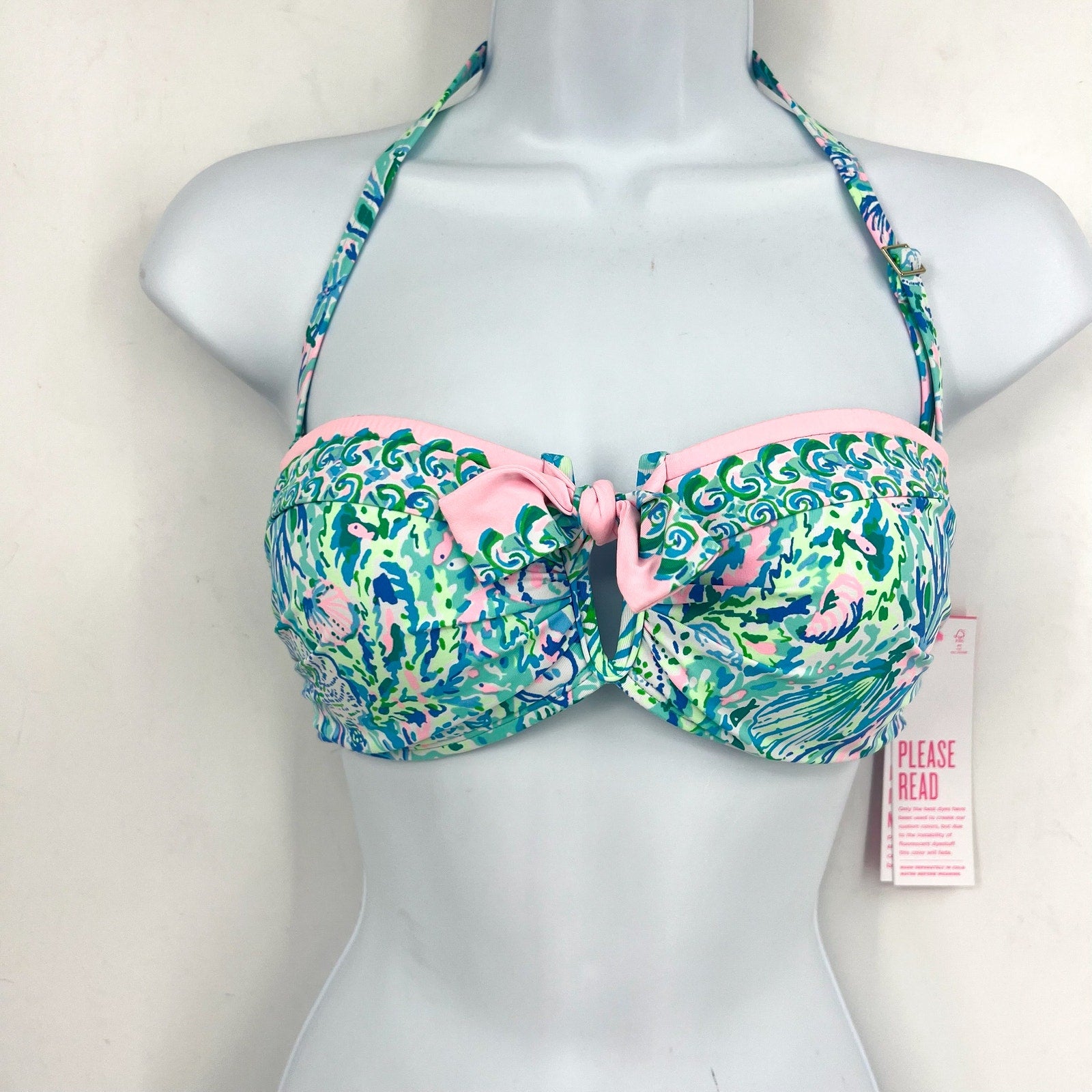 LILLY PULITZER Womens Agnes Bikini Top Size 8 Surf Blue Soleil It On Me NWT