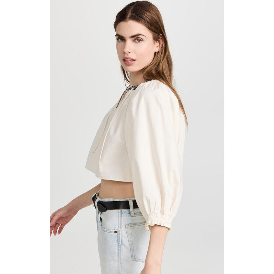 RE/DONE Victorian Cut Off Blouse Vintage Ivory MEDIUM