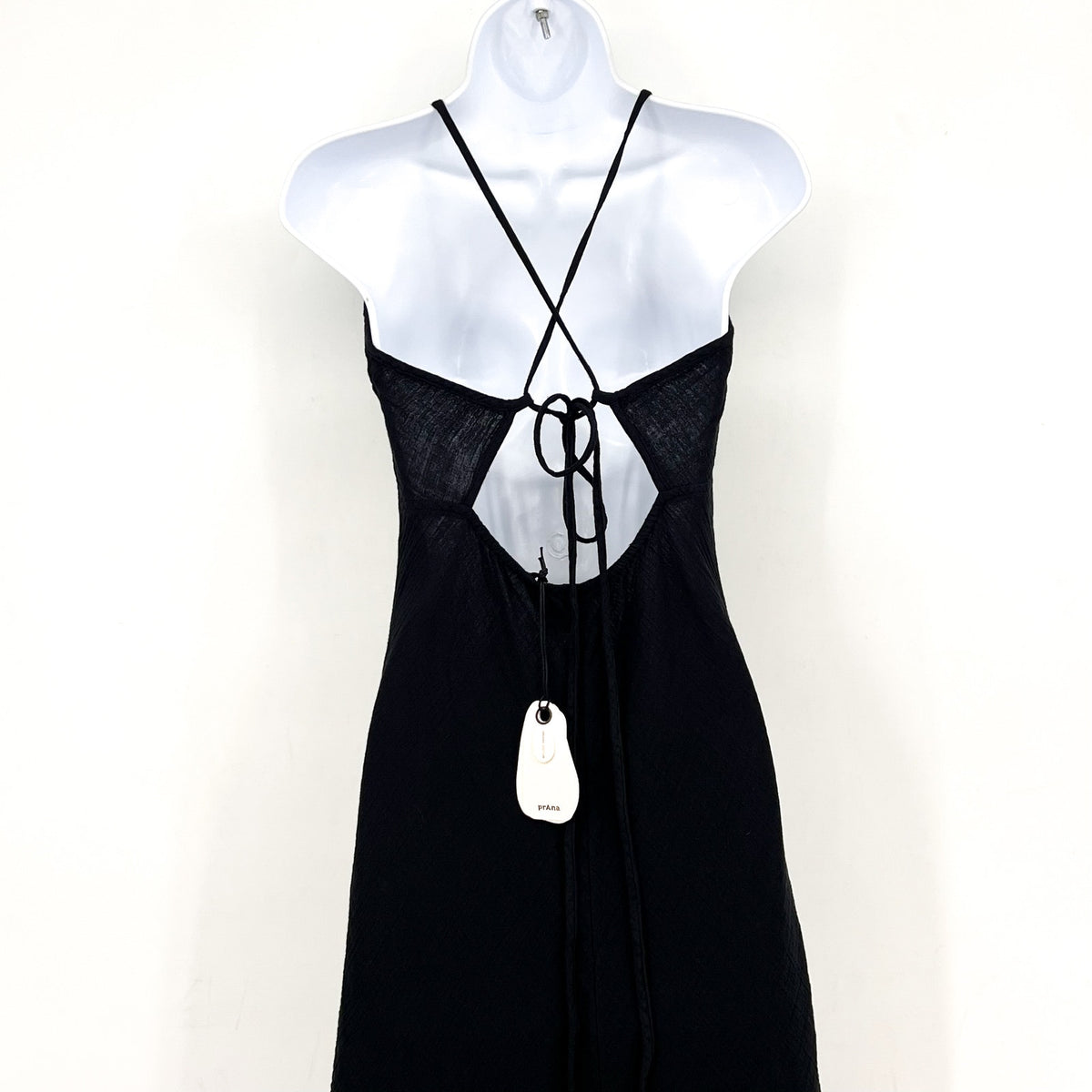 PRANA Women's Hideaways Maxi Dress XS Black Cross Back Strap Cotton Gauze NWT