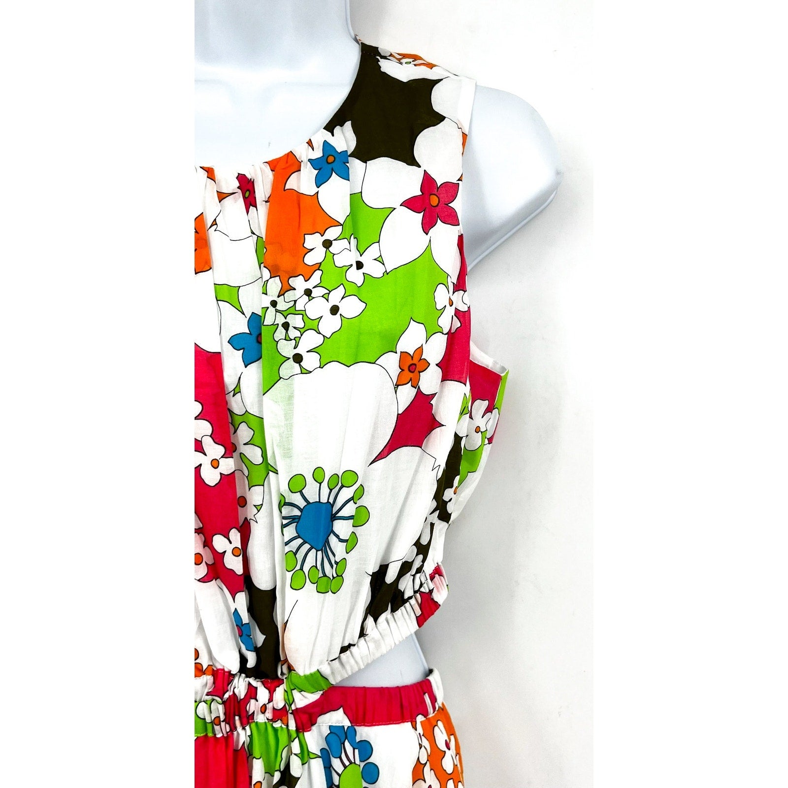 Trina Turk Womens Floral Artimo Midi Dress Medium White Multi Cut Out Casual NWT
