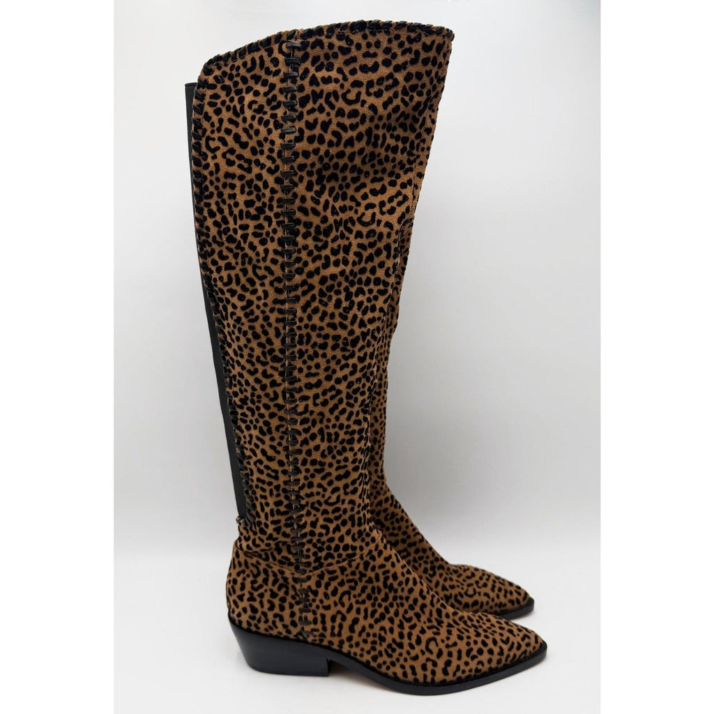 1.State Womens Sage Over the Knee Boots Size 7.5 EU 38 Brown Leopard NWOB