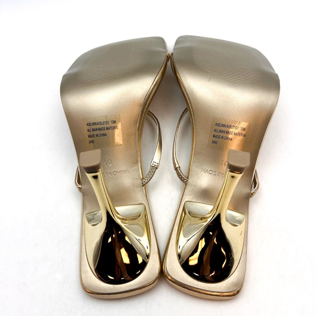 STEVE MADDEN Women's Aislin Heeled Sandals Size 10 Gold Square Toe NWOB