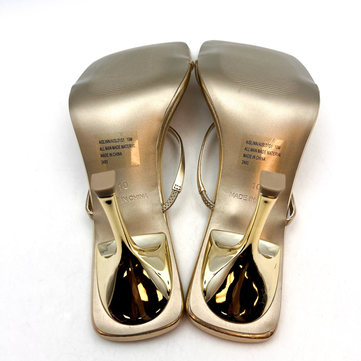 STEVE MADDEN Women's Aislin Heeled Sandals Size 10 Gold Square Toe NWOB