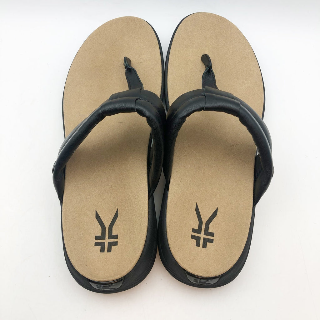 Kuru Womens CODA SUVI Flip Flop Sandals Size 11 Jet Black Leather NIB