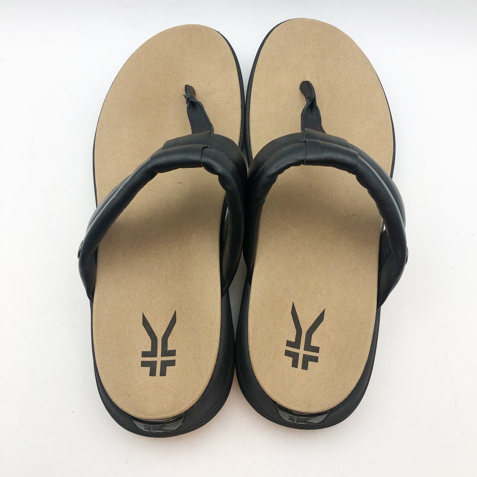 Kuru Womens CODA SUVI Flip Flop Sandals Size 11 Jet Black Leather NIB