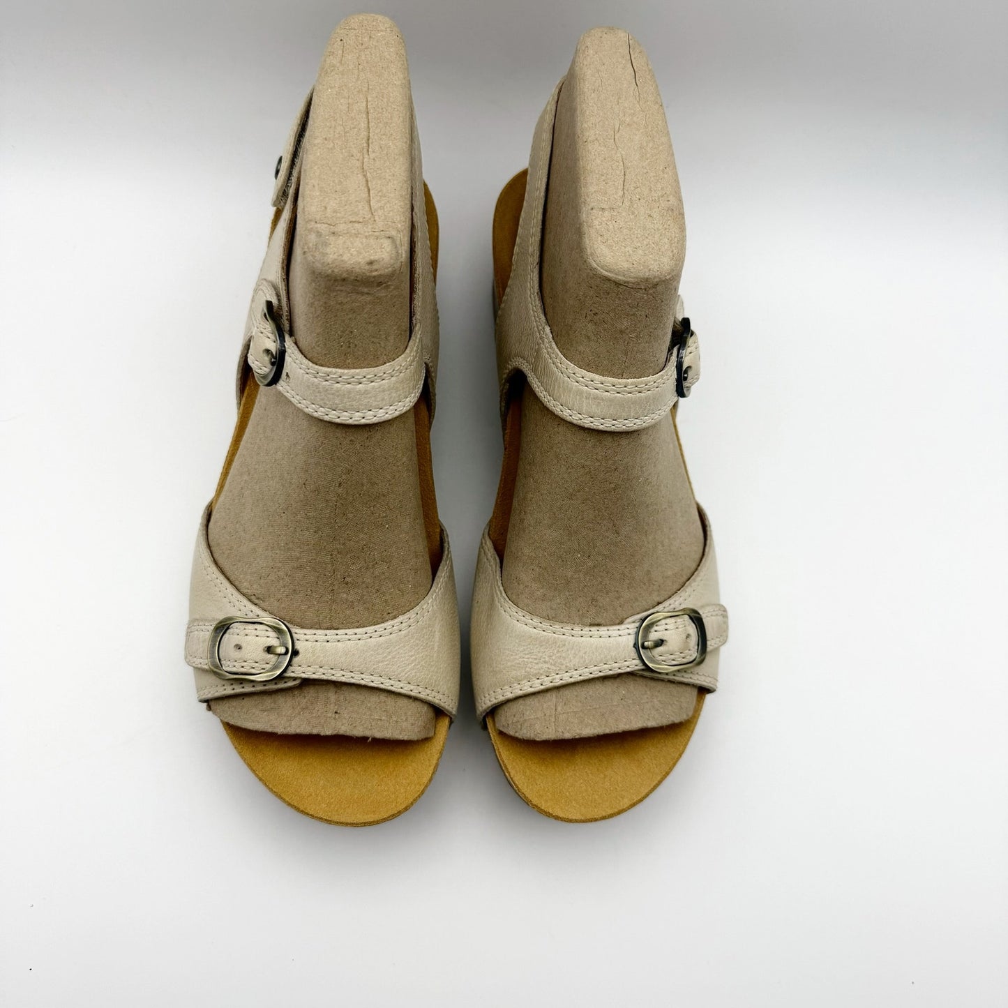 Dansko Womens Tricia Wedge Sandal EU 37 US 6.5-7 Beige Linen Leather Shoe NIB